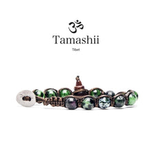 Carica l'immagine nel visualizzatore di Gallery, Bracciale Portafortuna da Uomo e Donna in Pietra Naturale Zoisite Realizzato a Mano dai Monaci Tibetani.