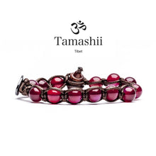 Carica l'immagine nel visualizzatore di Gallery, Bracciale Portafortuna Tamashii realizzato a mano dai monaci tibetani con pietre naturali di Agata Rossa