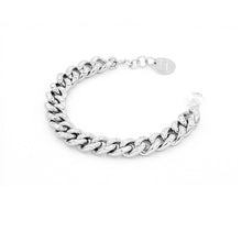 Carica l'immagine nel visualizzatore di Gallery, Bracciale da donna in bromnzo placcato argento maglia a catena grumetta con zirconi chiusura moschettone e lunghezza regolabile