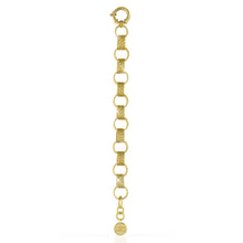 Carica l'immagine nel visualizzatore di Gallery, Bracciale Unoaerre a catena di anelli diamantati in bronzo dorato lunghezza regolabile e chiusura con comodo moschettone