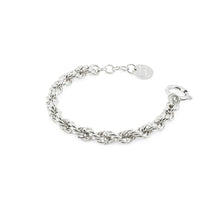 Carica l'immagine nel visualizzatore di Gallery, Bracciale Unoaerre Unisex maglia corda lunghezza regolabile con comodo moschettone in bronzo placcato argento