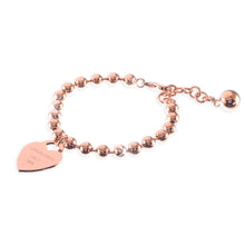Carica l'immagine nel visualizzatore di Gallery, bracciale unoaerre con palline e charm cuore pendente in bronzo placcato oro rosa