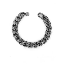 Carica l'immagine nel visualizzatore di Gallery, Bracciale unoaerre modello maglia a catena grumetta diamantata in bronzo placcato colore nero