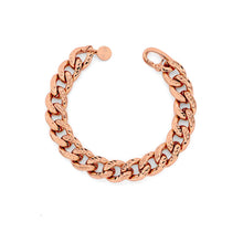 Carica l'immagine nel visualizzatore di Gallery, Bracciale unoaerre modello maglia a catena grumetta diamantata in bronzo placcato oro rosa