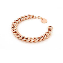 Carica l'immagine nel visualizzatore di Gallery, Bracciale da donna unoaerre in bronzo placcato oro rosa maglia grumetta con zirconi chiusura moschettone lunghezza regolabile