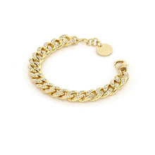 Carica l'immagine nel visualizzatore di Gallery, Luminoso bracciale da donna unoaerre maglia catena grumetta con cristalli swarovsky in bronzo placcato oro giallo