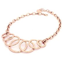 Carica l'immagine nel visualizzatore di Gallery, Elegante collana semirigida con centrale in cerchi martellati in bronzo placcato oro rosa unoaerre