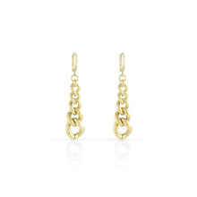 Carica l'immagine nel visualizzatore di Gallery, Orecchini pendenti maglia catena grumetta a scalare con chiusura a cerchietto in bronzo placcato oro unoaerre