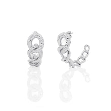 Carica l'immagine nel visualizzatore di Gallery, Orecchini semi cerchio in bronzo placcato argento maglia a catena grumetta unoaerre