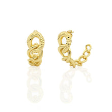 Carica l'immagine nel visualizzatore di Gallery, Orecchini semi cerchio in bronzo placcato oro maglia a catena grumetta unoaerre