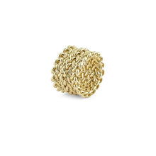 Carica l&#39;immagine nel visualizzatore di Gallery, anello fascia morbira tessuto chicco di riso in bronzo placcato oro unoaerre
