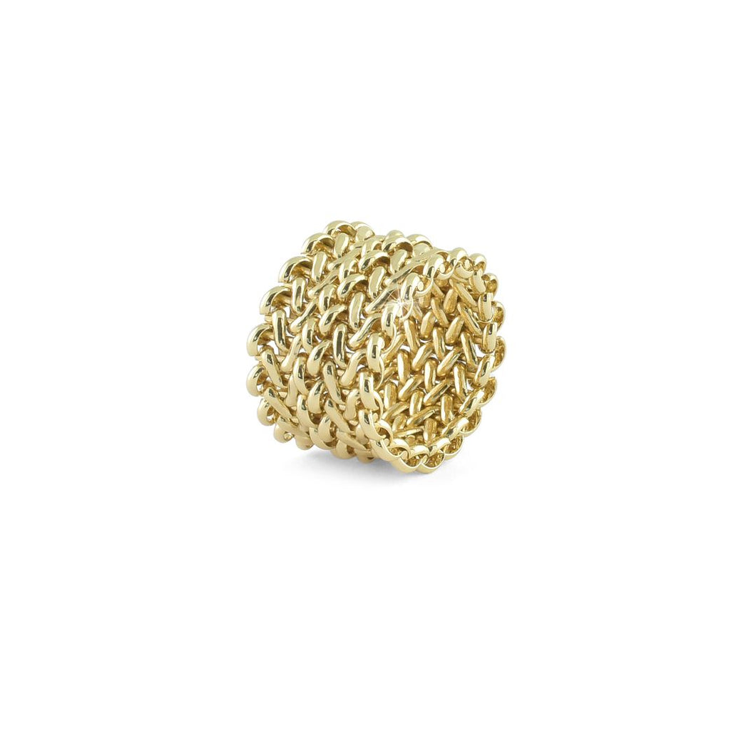 anello fascia morbira tessuto chicco di riso in bronzo placcato oro unoaerre