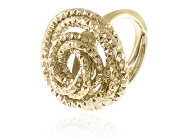 anello da donna unoaerre con spirale  a gomitolo in bronzo placcato oro gambo aperto per misura regolabile