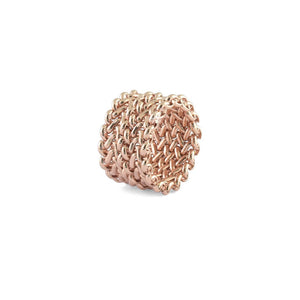 anello fascia morbira tessuto chicco di riso in bronzo placcato oro rosa unoaerre