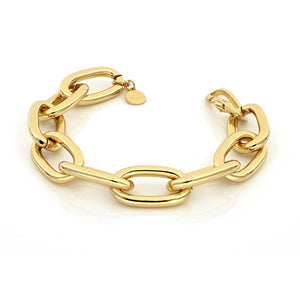 Elegante bracciale unoaerre modello catena forzatina di ovali lucidi in bronzo placcato oro