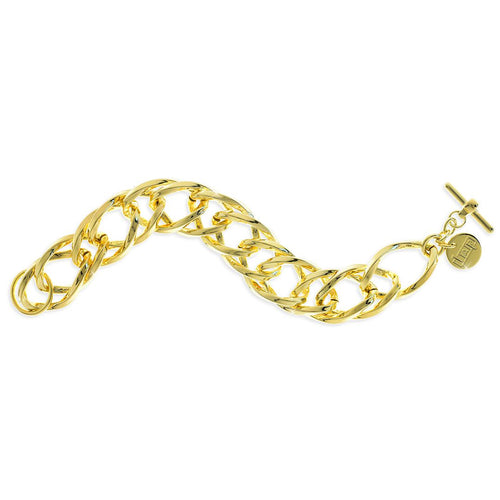 Bracciale da donna unoaerre maglia a catena doppio rombo intrecciato in bronzo placcato oro