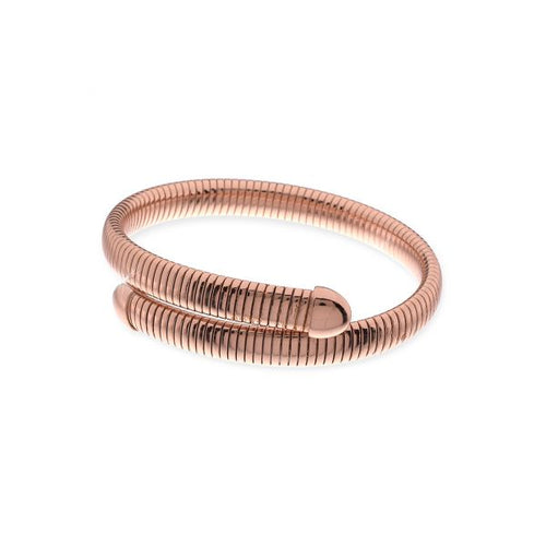 Bracciale rigido rosa unoaerre contrarie tubogas serpente in bronzo 