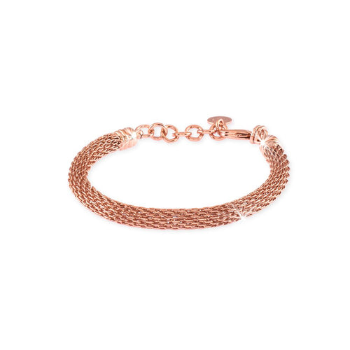Bracciale unoaerre maglia a rete tubolare lunghezza regolabile in bronzo placcato oro rosa