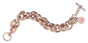 Bracciale a catena maglia rolo grande  doppi anelli in bronzo placcato oro rosa